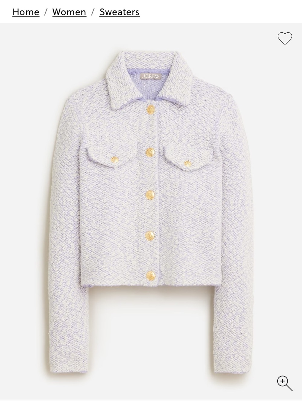 J. Crew Lilac Tweed Gold-Button Jacket